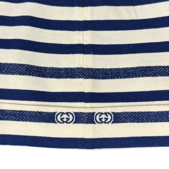 Gucci Kids Blue & White Striped Knit Beanie Cap - Picture 2 of 4